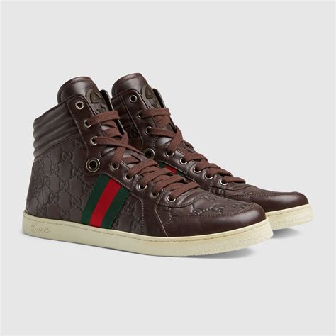 brown gucci high top sneakers|gucci crystal studded sneakers.